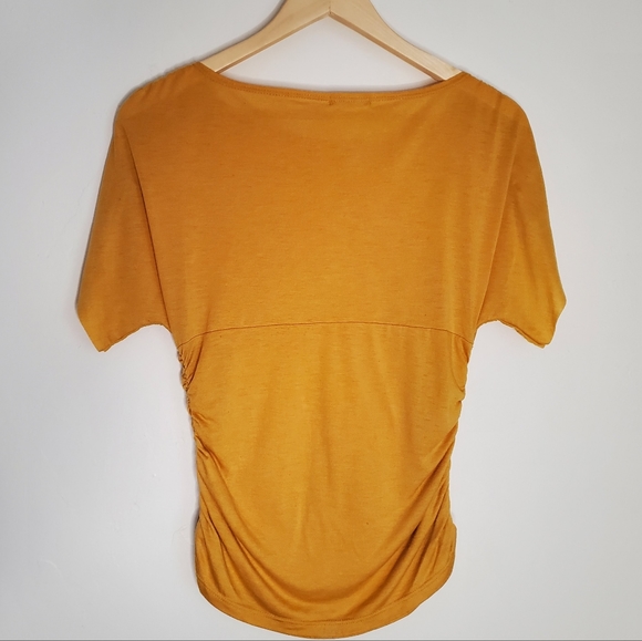 Golden Glam Yellow Side Ruched Feminine Top - Picture 6 of 11